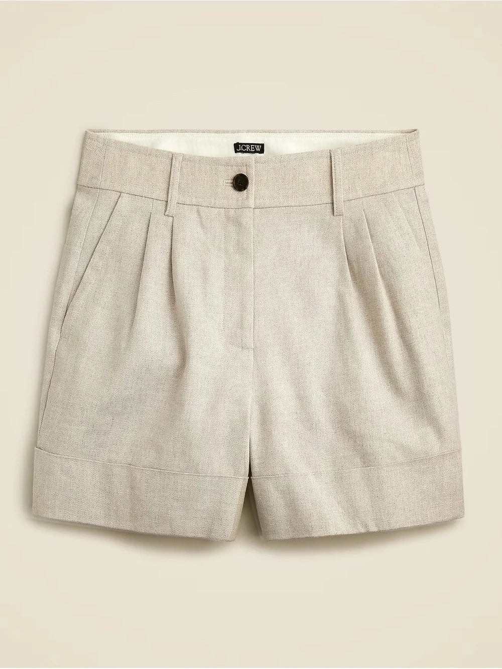 J. Crew Remi Linen Pleated Shorts in Flax